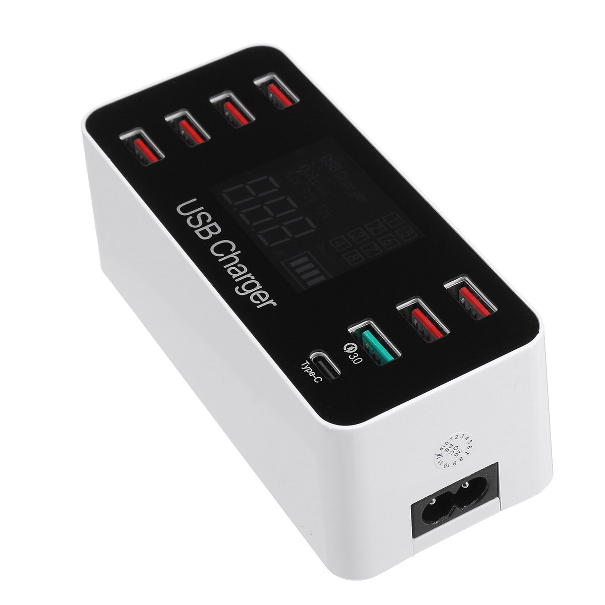 

8 Многопортовый USB-адаптер LCD Дисплей Настенное зарядное устройство Smart Quick зарядная станция QC3.0