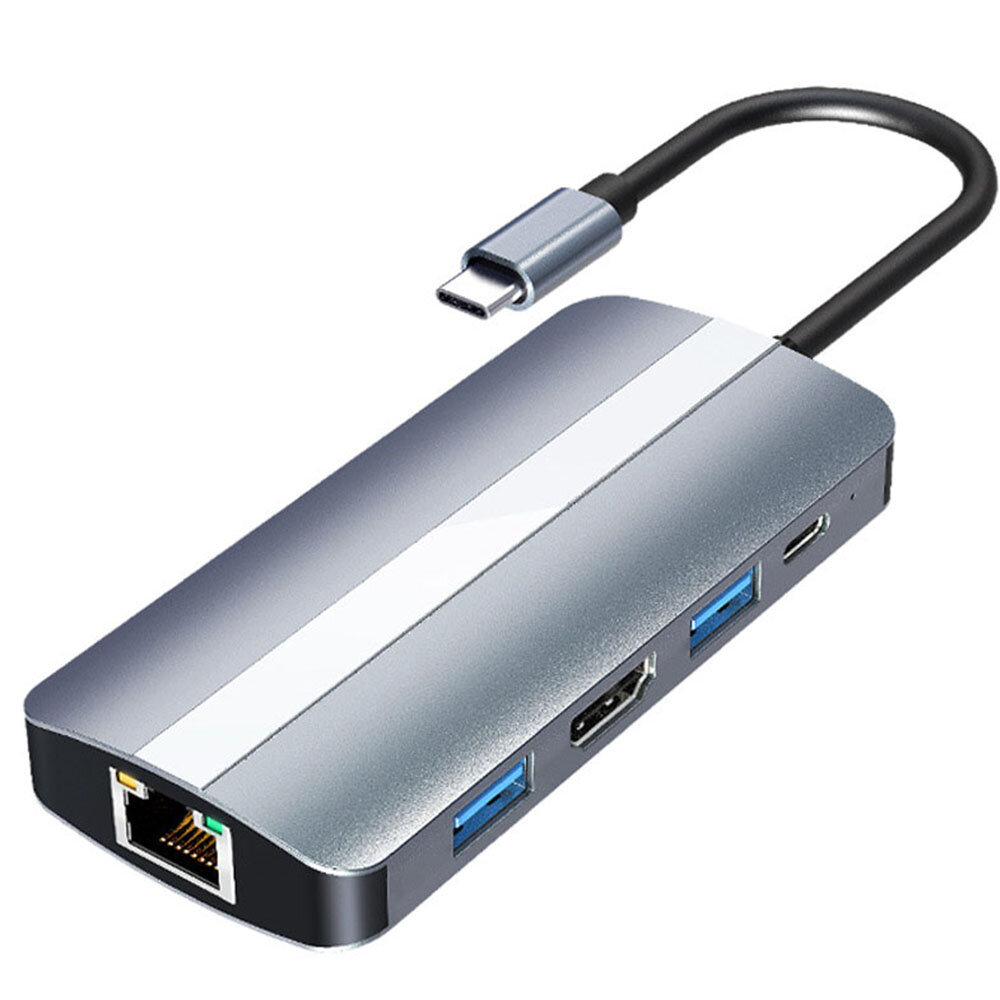 

5 в 1 Тип-C Док-станция USB-C Адаптер-разветвитель концентратора с USB-C USB3.0 2.0 PD 87 Вт 4K/30 Гц 100 Мбит/с RJ45 LA