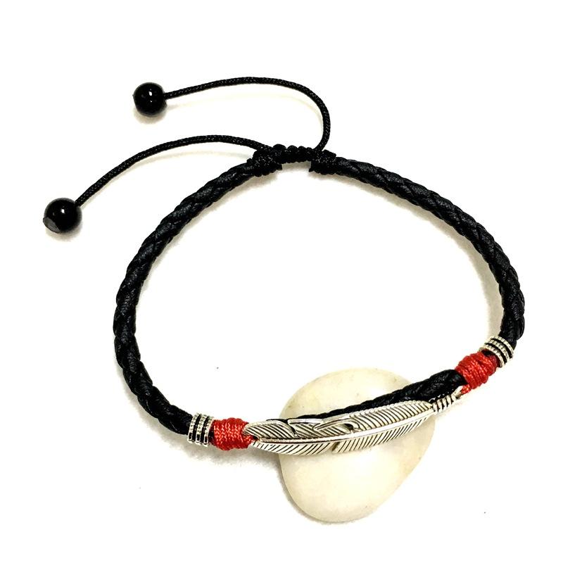 

Винтаж Unisex Ножной браслет Браслет Lucky Red Веревка Этническое перо Шарм Ножной браслет для Женское Мужчины