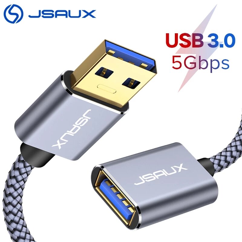 

Удлинительный кабель USB JSAUX USB 3,0, штекер на USB, женский удлинитель передачи данных 5 Гбит / с для PS4 ТВ SSD Клав
