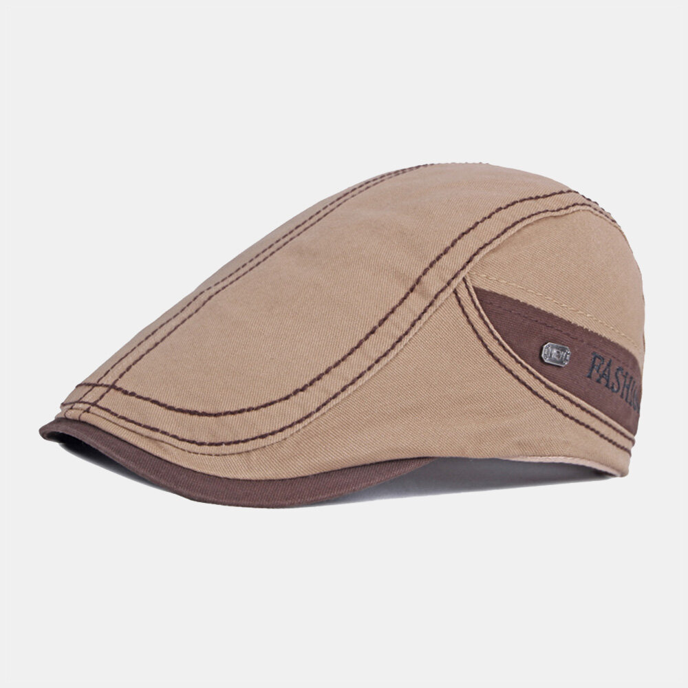 

Men Cotton Short Brim Adjustable Beret Cap British Retro Sunshade Breathable Forward Hat