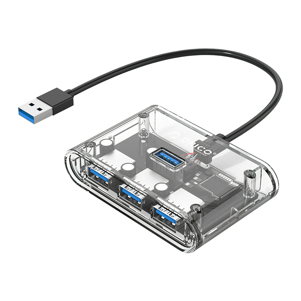 

ORICO 4-портовый USB3.0 концентратор прозрачный корпус многопортовый USB-сплиттер адаптер для компьютера аксессуары для