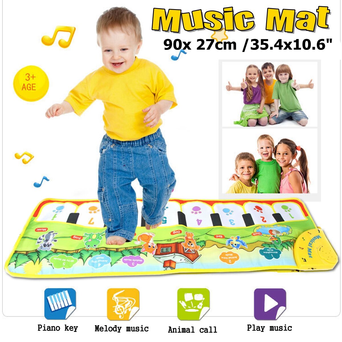 

Baby Music Carpet Mat Touch Play Клавиатура Фортепиано Музыкальное Одеяло Пение Спортзал Дети