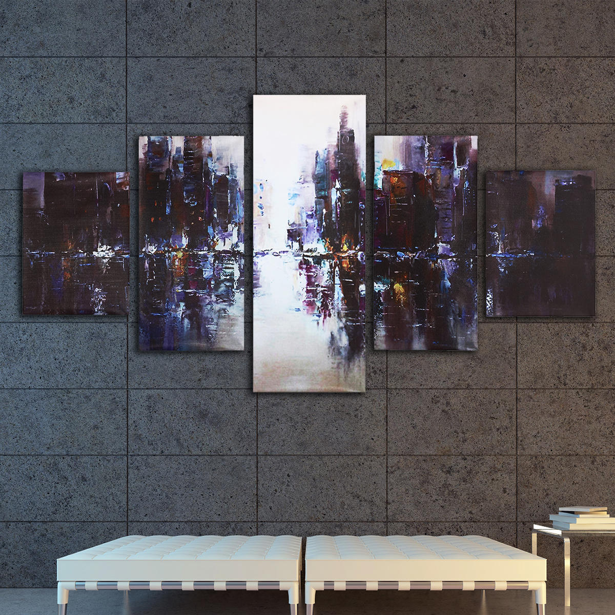 

5Pcs Аннотация Современный городской холст Печать картин Картинка Home Wall Decor Unframed