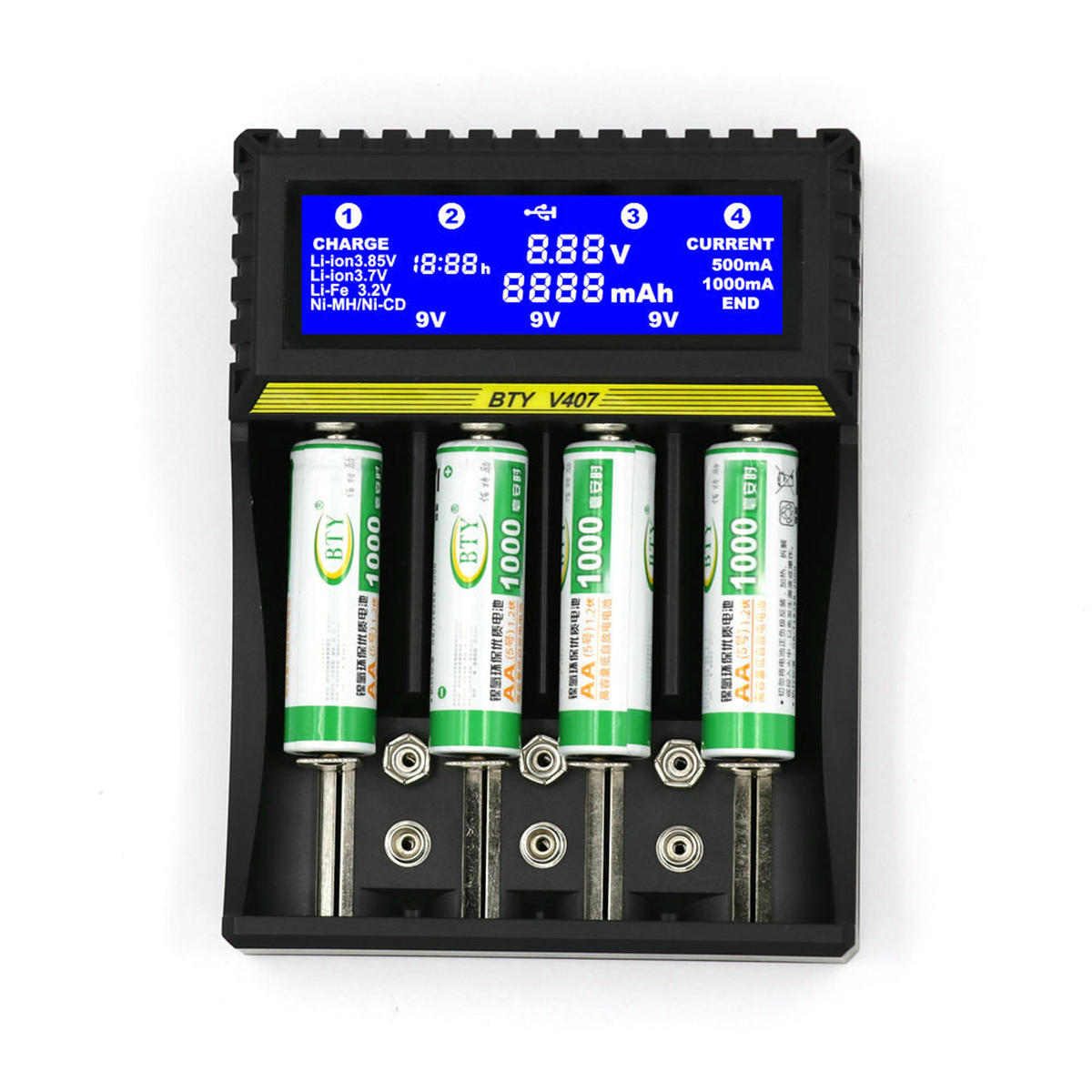 

Universal Smart LCD Charger Multifuncation Lithium Battery Charger For 9V AA AAA Ni-MH Ni-CD 18650 Li-ion Battery Charge