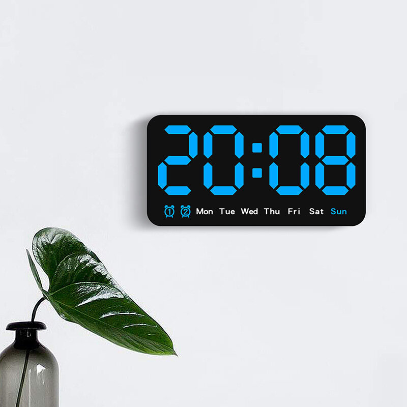 

Large Display Led Digital Wall Clock Brightness Adjustable Voice Control Display Temperature Desktop Alarm Clock