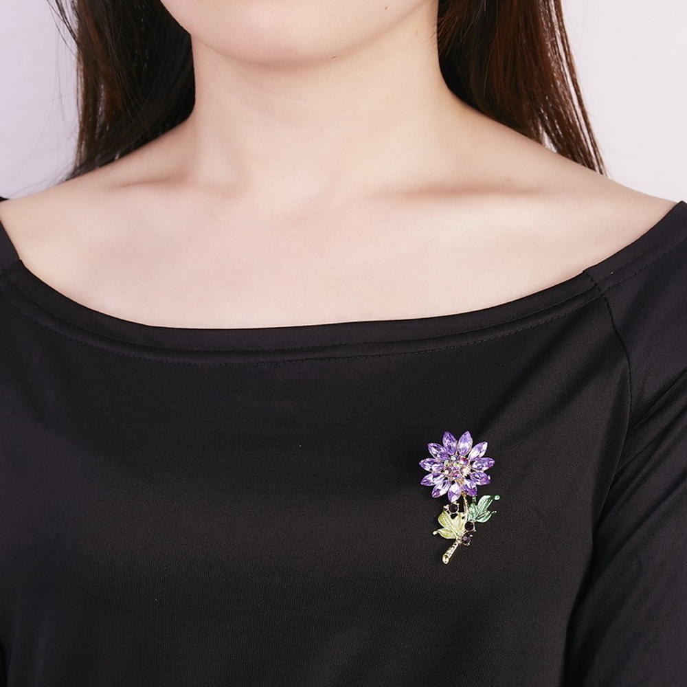 

Trendy Colorful Rhinestone Flower Brooches Gift for Women