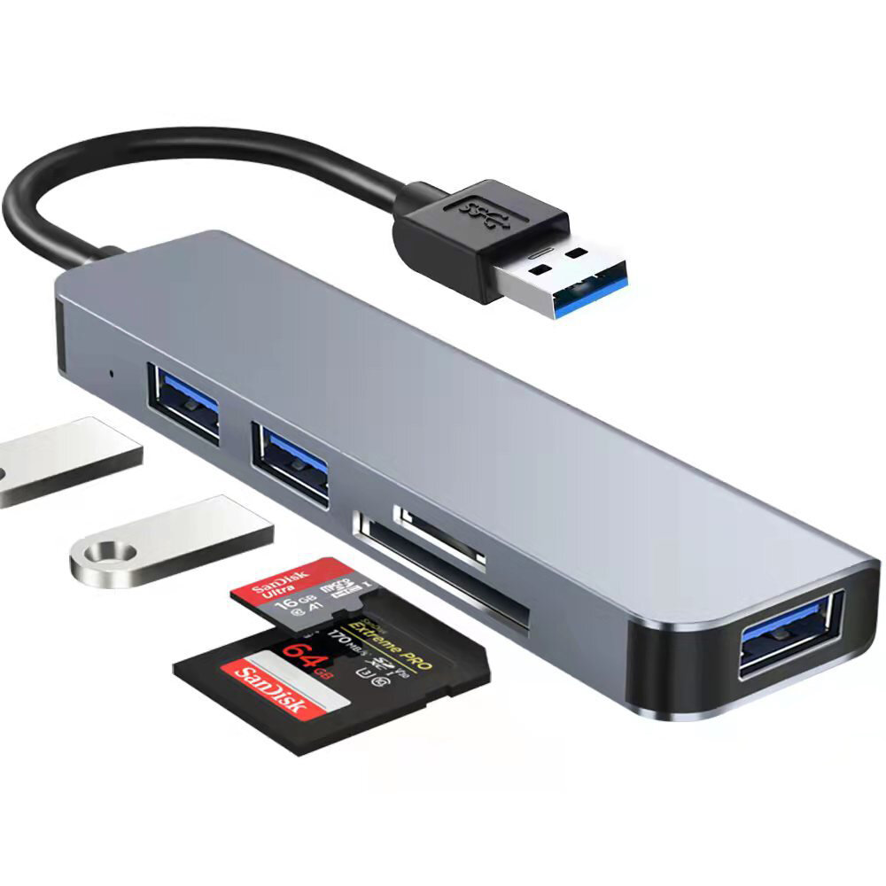 

Mechzone 5 IN 1 USB 3.0 Hub Splitter Adapter Док-станция с USB 3.0 USB 2.0 SD / TF Card Reader Слот для ПК Ноутбук БИЛ-2
