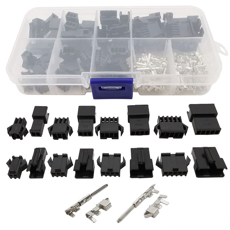 

200Pcs 2.54mm Pitch JST SM Connector Kit 2/3/4/5Pin Male/Female Housing Pin Header Crimp Terminals Electrical Wire Conne