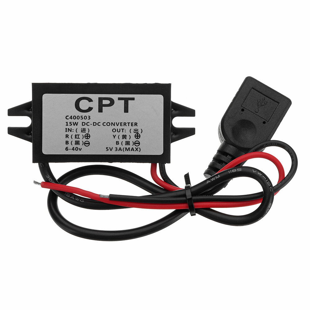 

6-40V К USB 5V/3A DC-конвертер CPT Авто для Raspberry Pi / Мобильный телефон / Навигатор / Регистратор