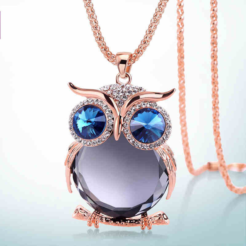 

Cute Кулон Ожерелье Rhinestone Colorful Животные Ночная сова Шарм Ожерелье Этнические украшения для Женское
