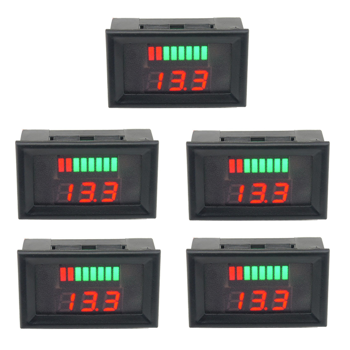 

5Pcs 12-60V Digital Voltmeter Tester DC Panel Voltage Current Meter Tester Lead Acid Battery Capacity LED Indicator Disp