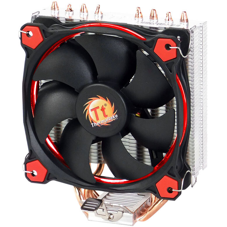 

Thermaltake Riing S200 Процессорный кулер, 12 см, красный свет, 4 тепловых трубки, поддержка Intel LGA 115X / 775/1366 и