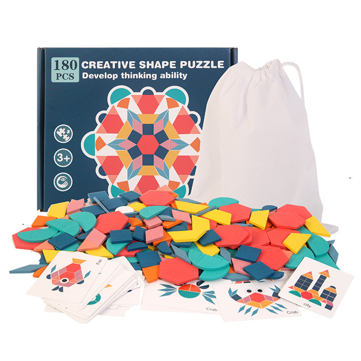

180 шт. Colorful креативная многоформатная головоломка, развивающая мышление, развивающая игрушка с Сумка для детей, под
