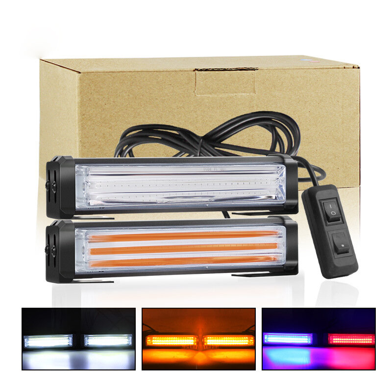 

One-To-Two Car Center Grille Flashing Light COB Bar Light Daytime Running Light Warning Light Car Center Grille Strobe L