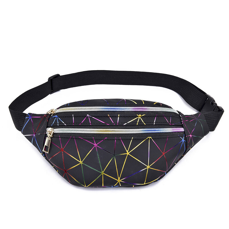 

Fashion Casual Laser Multi-Layer PU Mobile Phone Storage Waist Bag Crossbody Bag Chest Bag