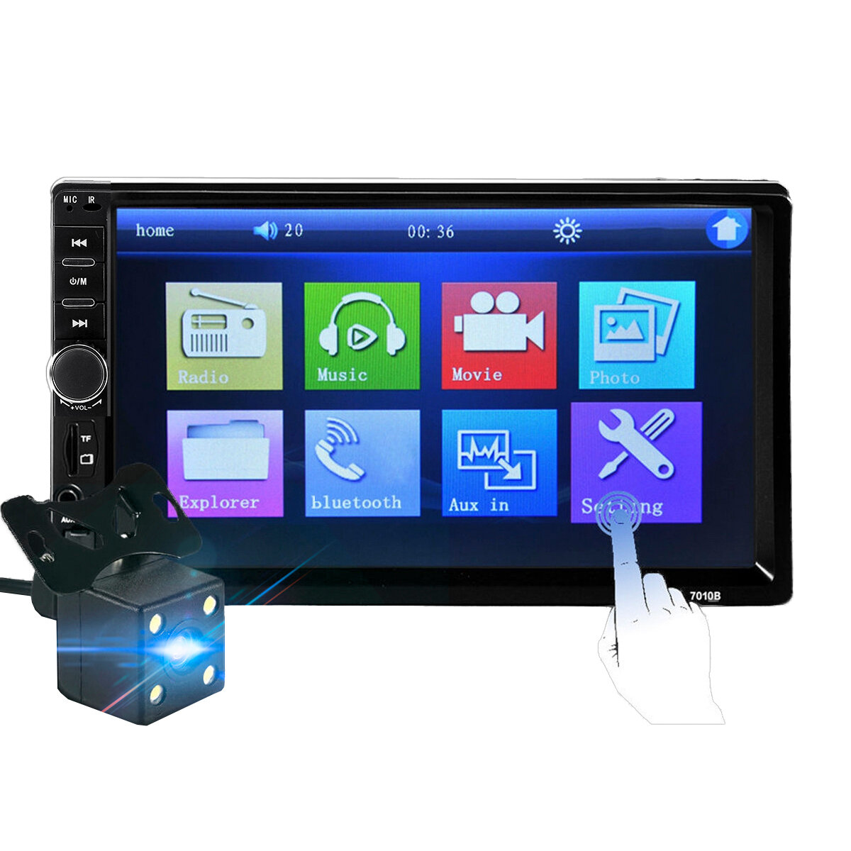 

7018B 7 дюймов Double Din Авто MP5 Player IPS Full View Сенсорный экран Стерео FM Радио Bluetooth с резервной копией кам
