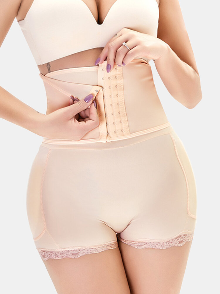 

Плюс Размер Женское Tummy Control Передняя Закрытие Кружевной Отделкой Высокой Талией Shapwear Трусики