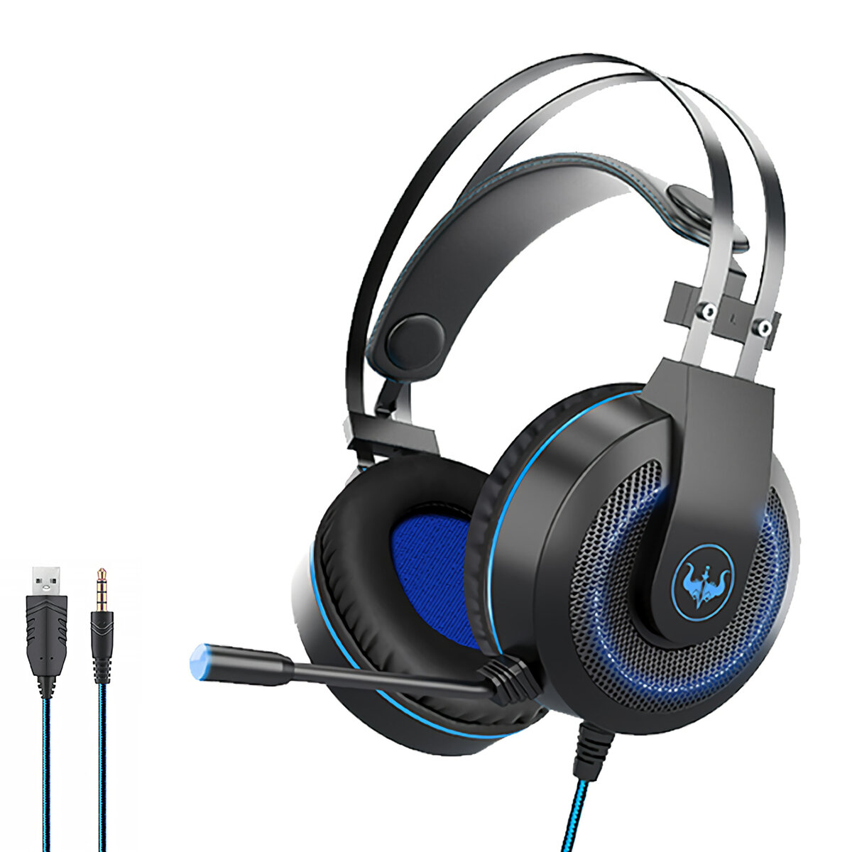

OVLENG GT65 E-sport Gaming Headset Wired 3.5mm Jack 50mm Bass Stereo Sound LED Light Headphone with Mic for PS3/4 Comput