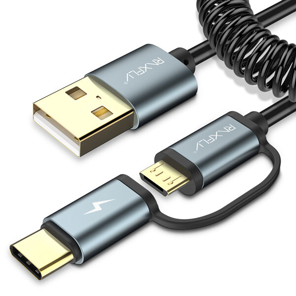 

RAXFLY 2.8A 2 in 1 Type C Micro USB With QC3.0 2.0 Fast Charging Data Cable For Oneplus 5t 6