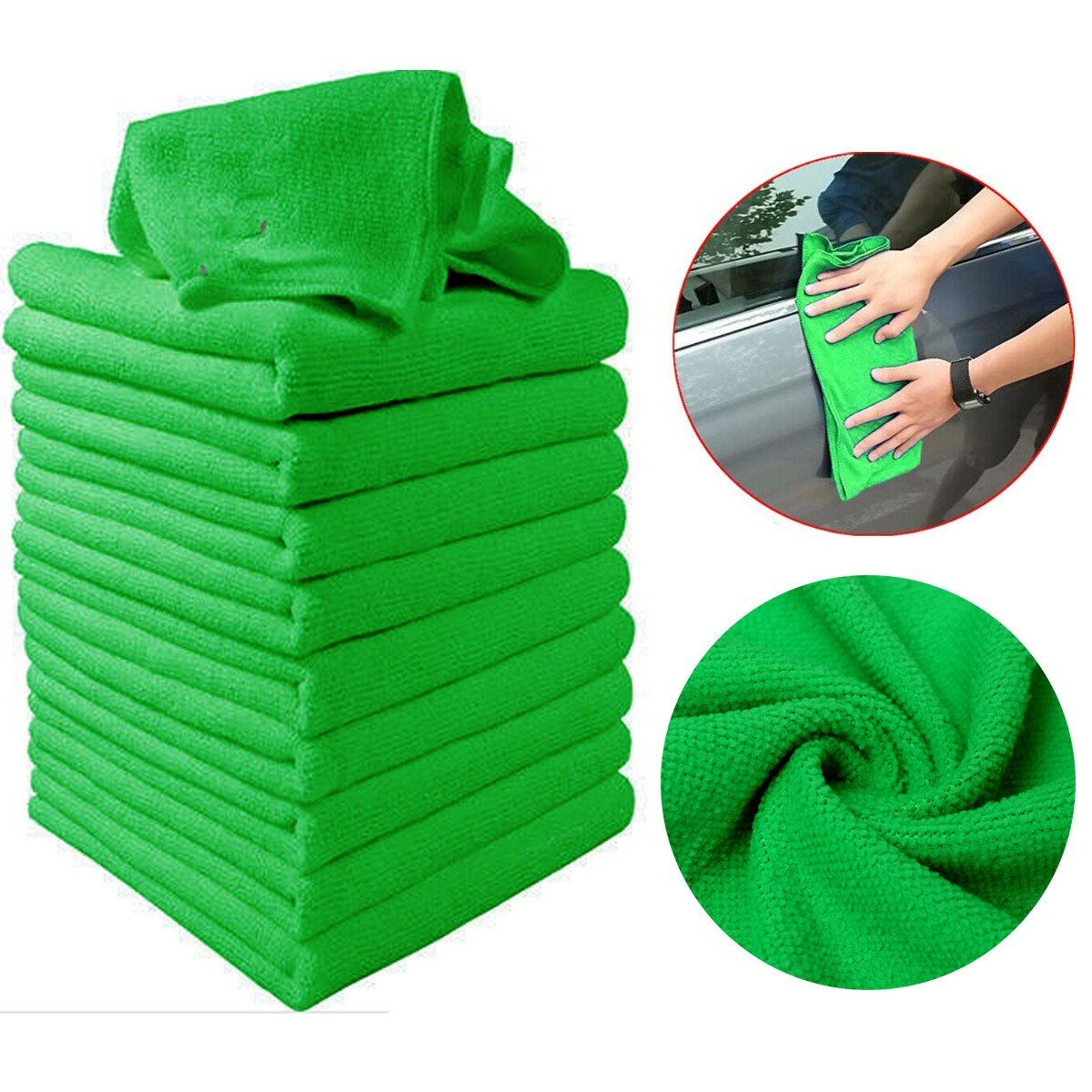 

10шт Soft Ткань для очистки Green Micro Fiber Авто Автоe Duster Полотенце 29x29cm