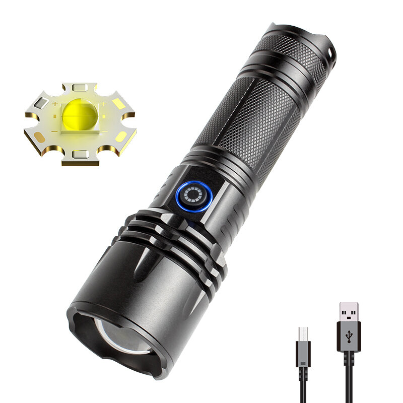 

P50 LED Мощный фонарик с зумом Перезаряжаемый USB На открытом воздухе Кемпинг Вспышка с зумом Сверхъяркий портативный фо