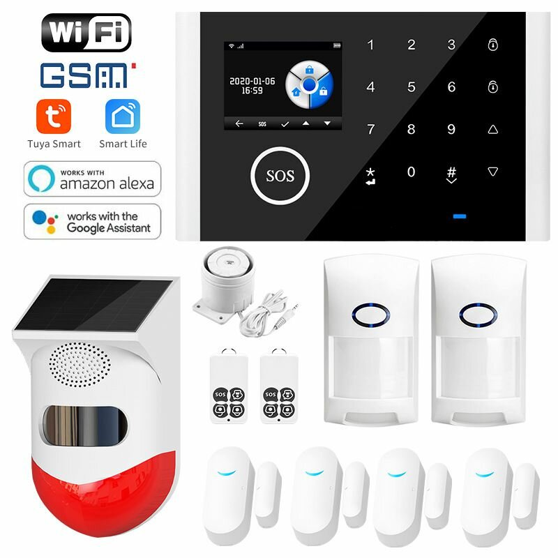 

WIFI GSM Комплекты сигнализации Tuya Smart Home Wifi Дверь Датчик Дверной звонок Движение Датчик/Детектор Охранная сигна