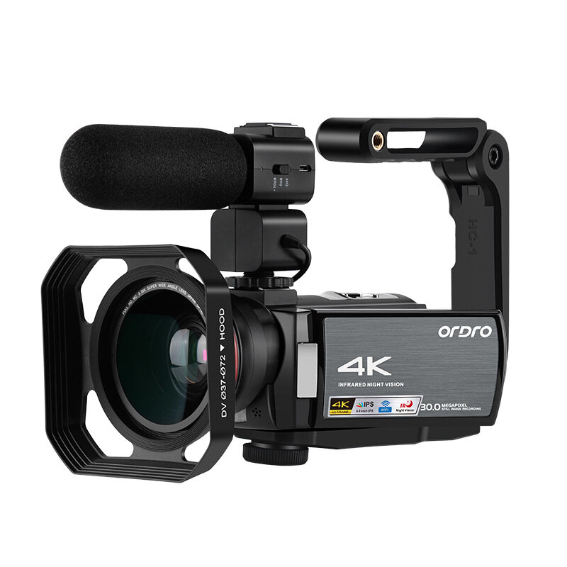 

Цифровая видеокамера Ordro AE8 HD 4K 3 дюйма IPS Сенсорный экран Vlog DV камера IR Ночное видение 2,4G WIFI 16X Цифровой