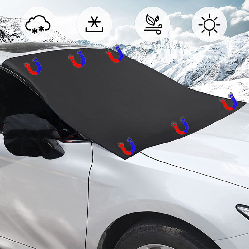 

Car Snow Shield Half Cover Anti-Frost Anti-Freeze Thickened Snow Shield With Magnet Sun Visor Universal For All Seasons
