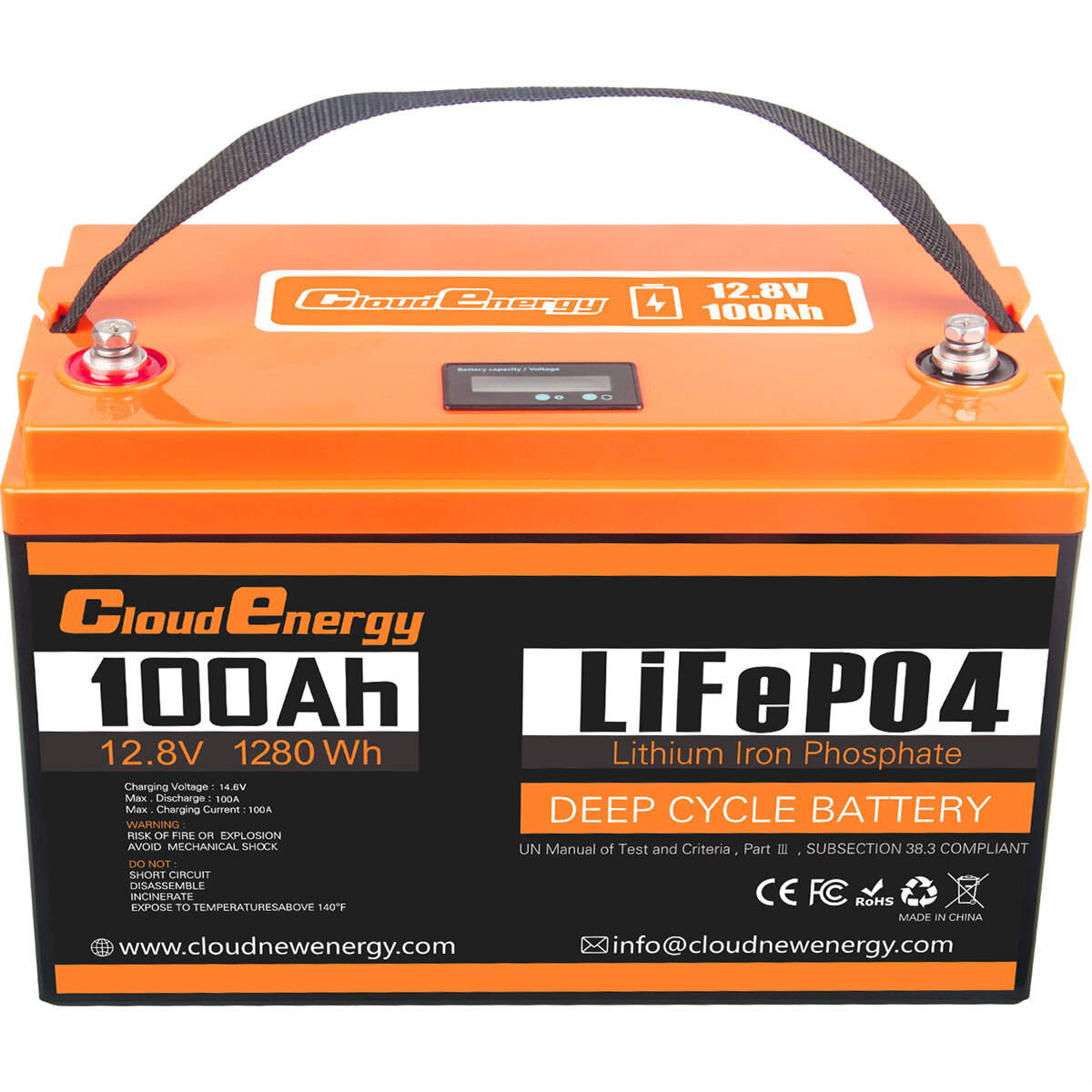

[EU Direct] Cloudenergy 12V 100Ah LiFePO4 Lithium Battery Pack Backup Power 1280Wh Energy 6000+ Deep Cycles Built-in 100