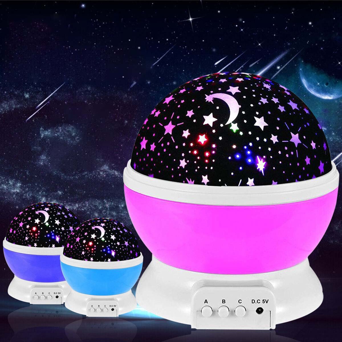 

LED Starry Проектор Лампа Детский ночник USB Романтическая вращающаяся Луна Космос Sky Звездная проекция Лампа Для детей