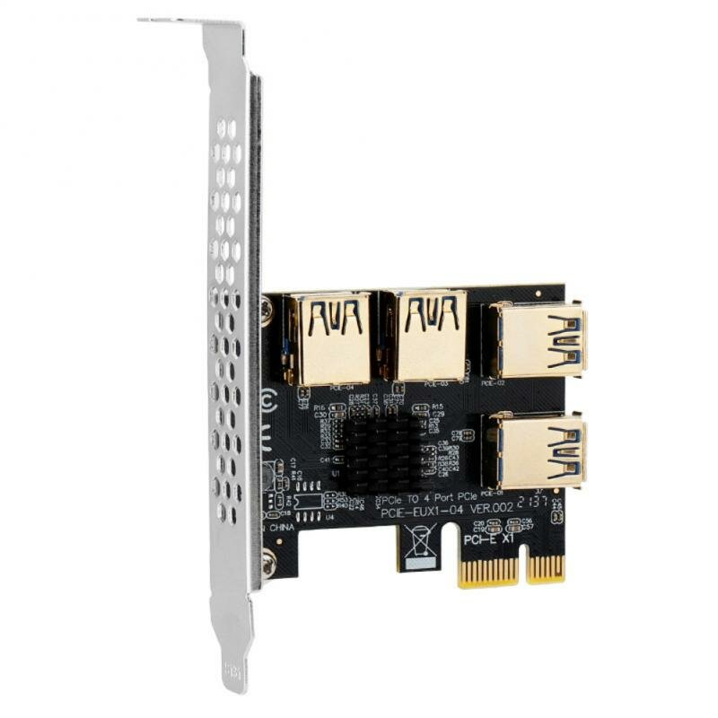 

Gold PCI-E Riser Card 1-4 USB3.0 Multiplier Hub X16 PCI Express 1X 16X Адаптер для майнинга Bitcoin ETH