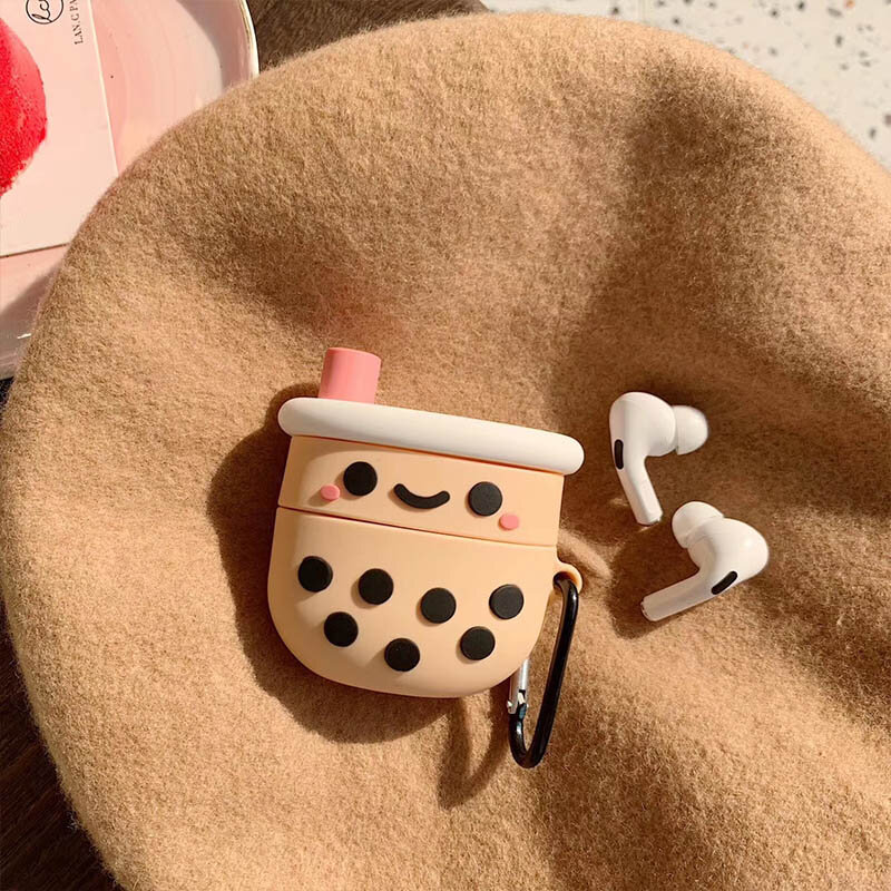 

Creative Pearl Milk Чай Шаблон Soft Силиконовый Ударопрочный Наушник Хранение Чехол для Apple Airpods 1/2/3 Airpods Pro