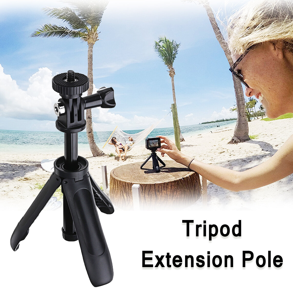 

Camera Extension Pole + Tripod Plastic Adjustable Selfie Stick For GoPro