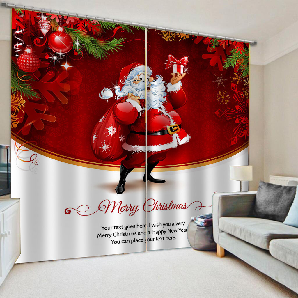 

Рождественские рождественские занавески для домашнего декора Санта-Клаус 3D окрашенные шторы с затенением Крюк
