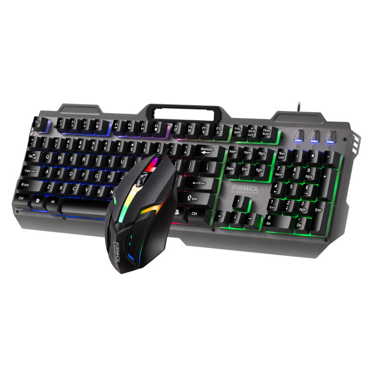 

KT600 Проводной Клавиатура и Мышь Набор 104 клавиш Металлическая панель с подсветкой RGB Механический Feeling Gaming Кла