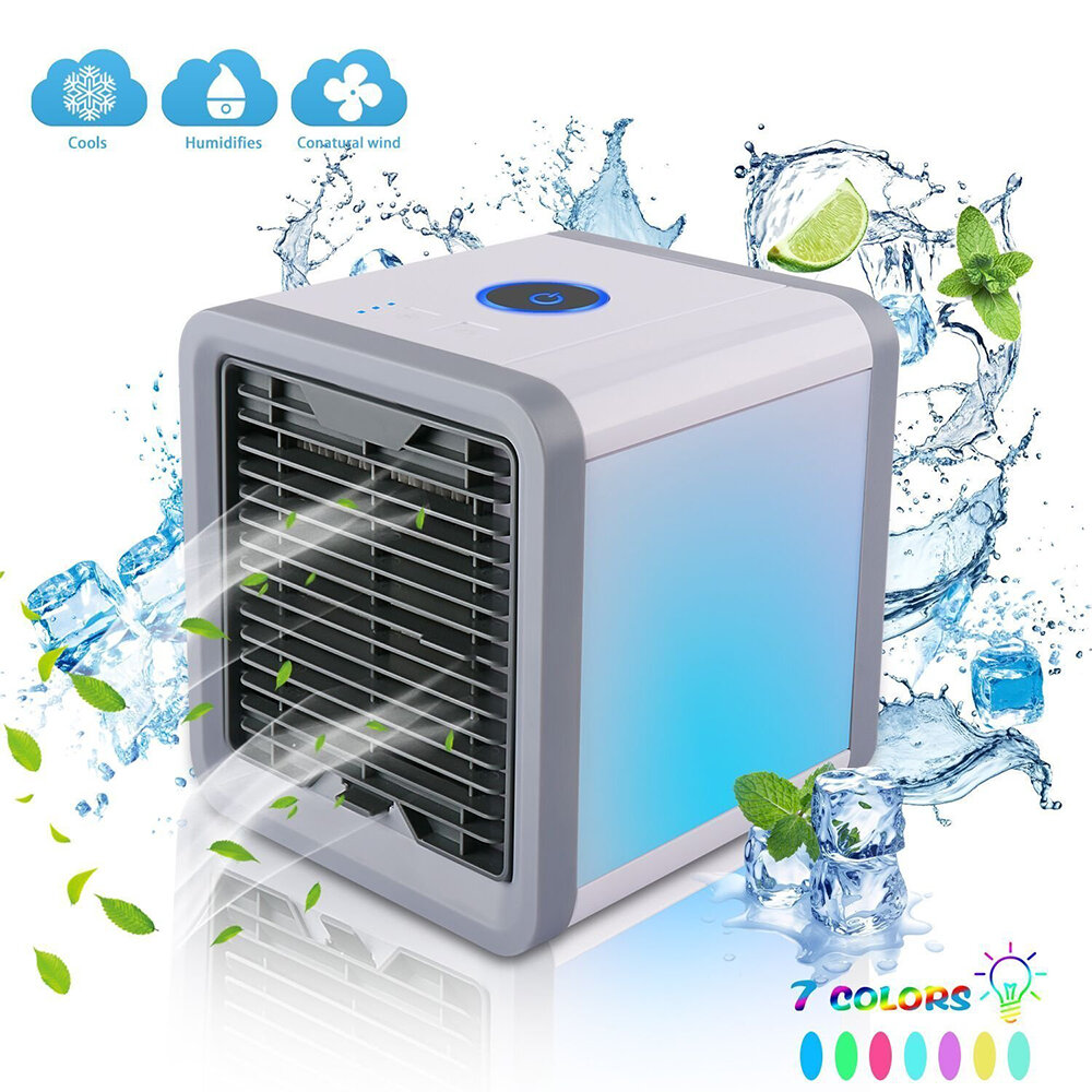 

Портативный вентилятор с воздушным охлаждением, мини-USB, кондиционер, 7 цветов, свет, настольный вентилятор, охлаждающи