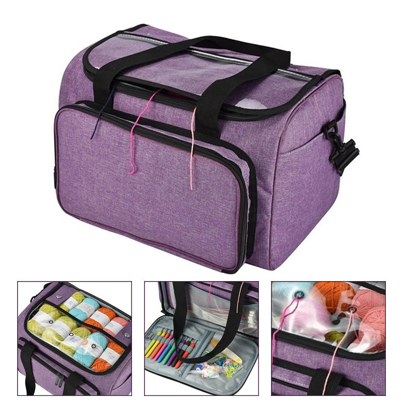 

Knitting Tote Bag Yarn Storage Bag Purple For Thread Wool Yarn Crochet Hooks Knitting Needles and Accessories
