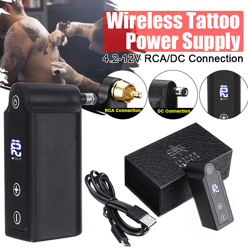 

Mini Tattoo Wireless Power Supply Battery For Tattoo Machine RCA/DC