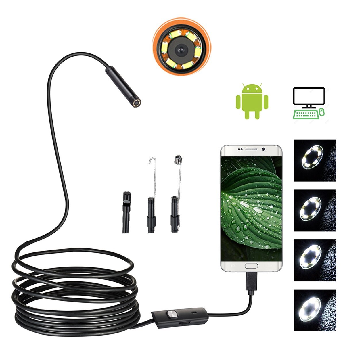 

7 мм USB Borescope Snake Inspection камера Android Мобильный телефон Soft Провод