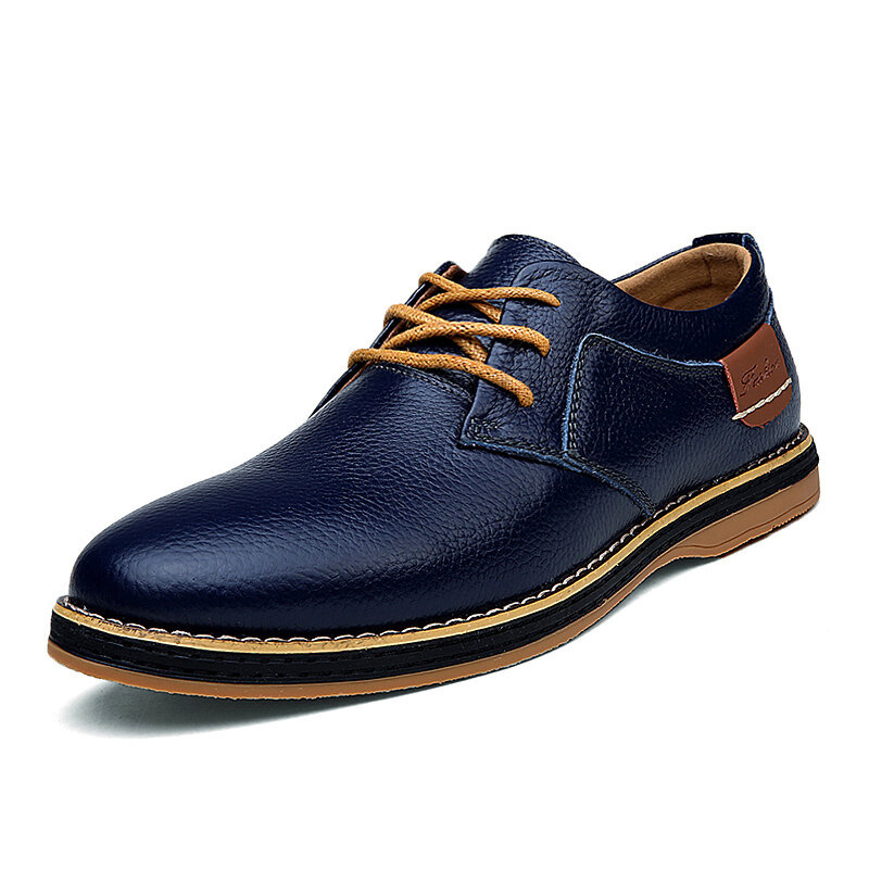 

Men Genuine Leather British Style Comfy Lace Up Business Oxfords Casual Shoes