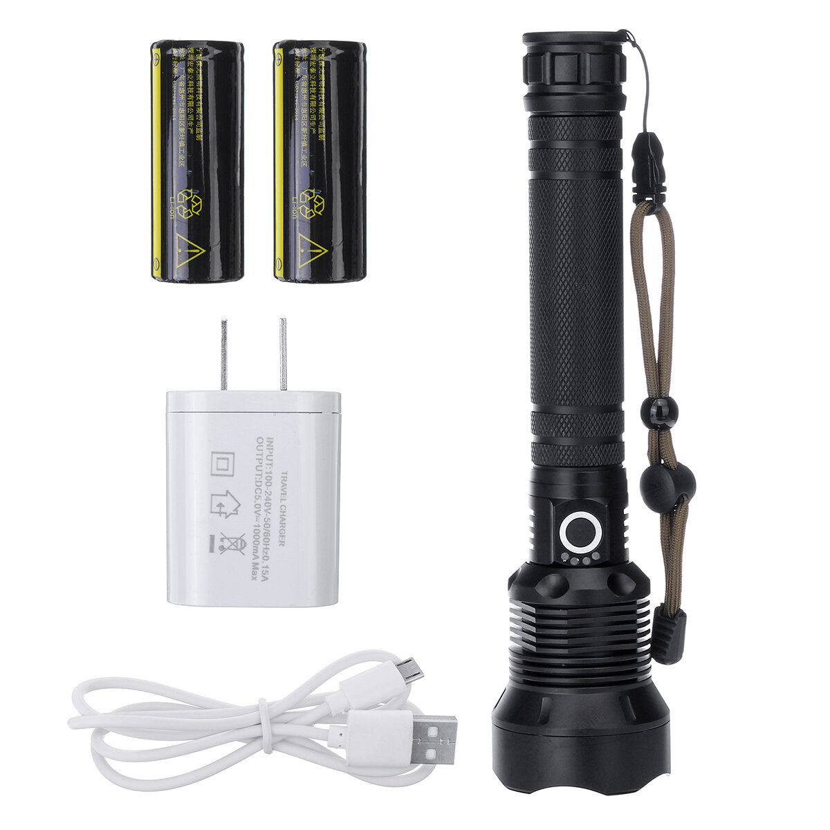 

XANES P50 70W Flashlight 5 Modes EU/UK/US Plug Charging 5 Modes Torch Light Hunting Camping Work Lamp