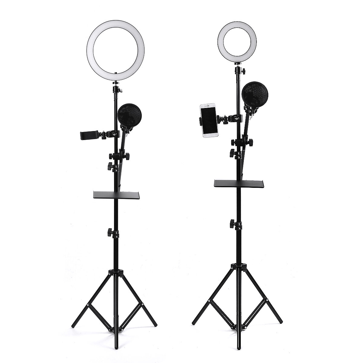 

16/25cm Dimmable LED Video Ring Light Tripod Stand with Phone/Mic Holder bluetooth Selfie Shutter for Youtube Tik Tok Li