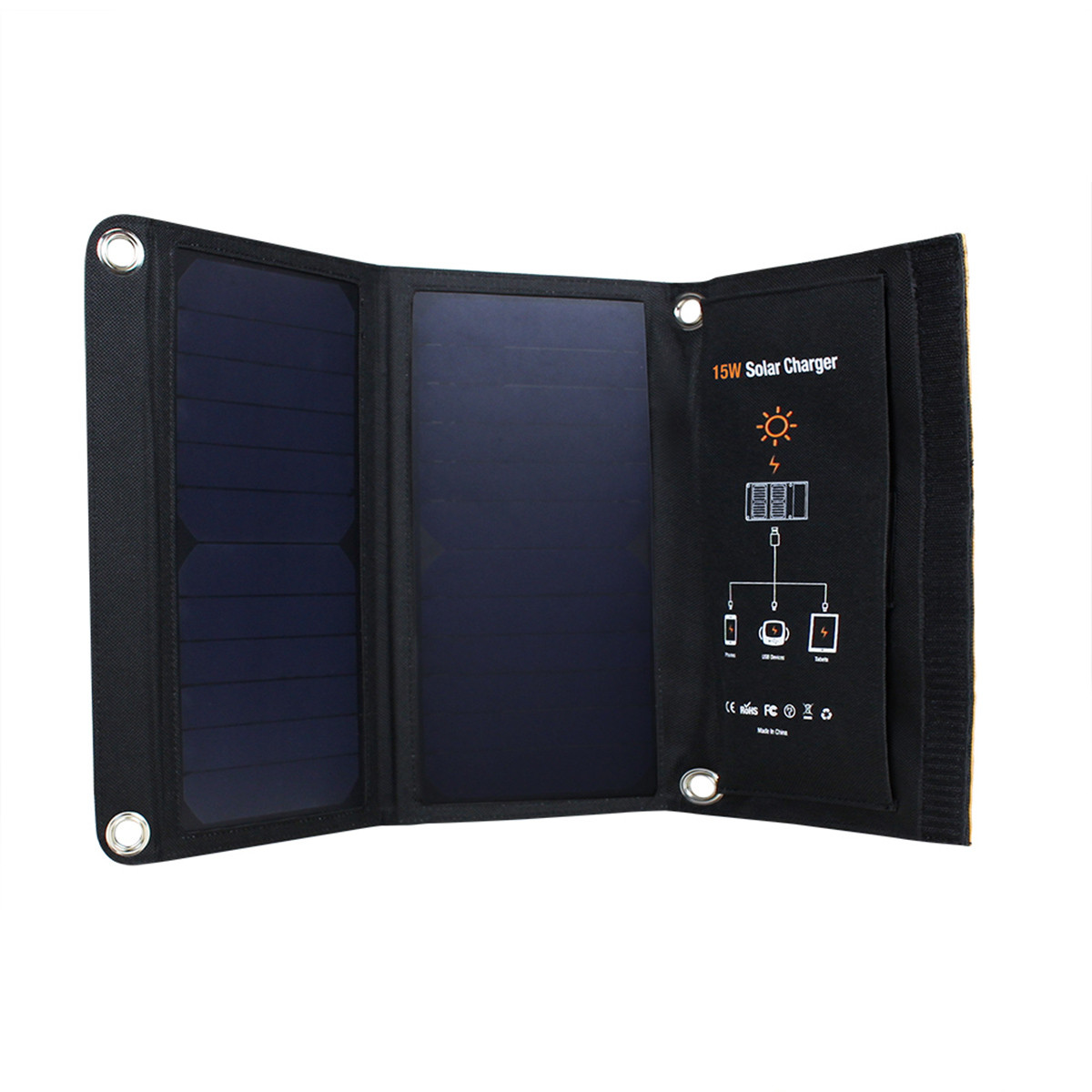 Find MOHOO 15w 2.5A 2 Port Solar Charger SLS-15 Comes with 2 Carabiner + Multifunctional Charging Cable for Sale on Gipsybee.com with cryptocurrencies