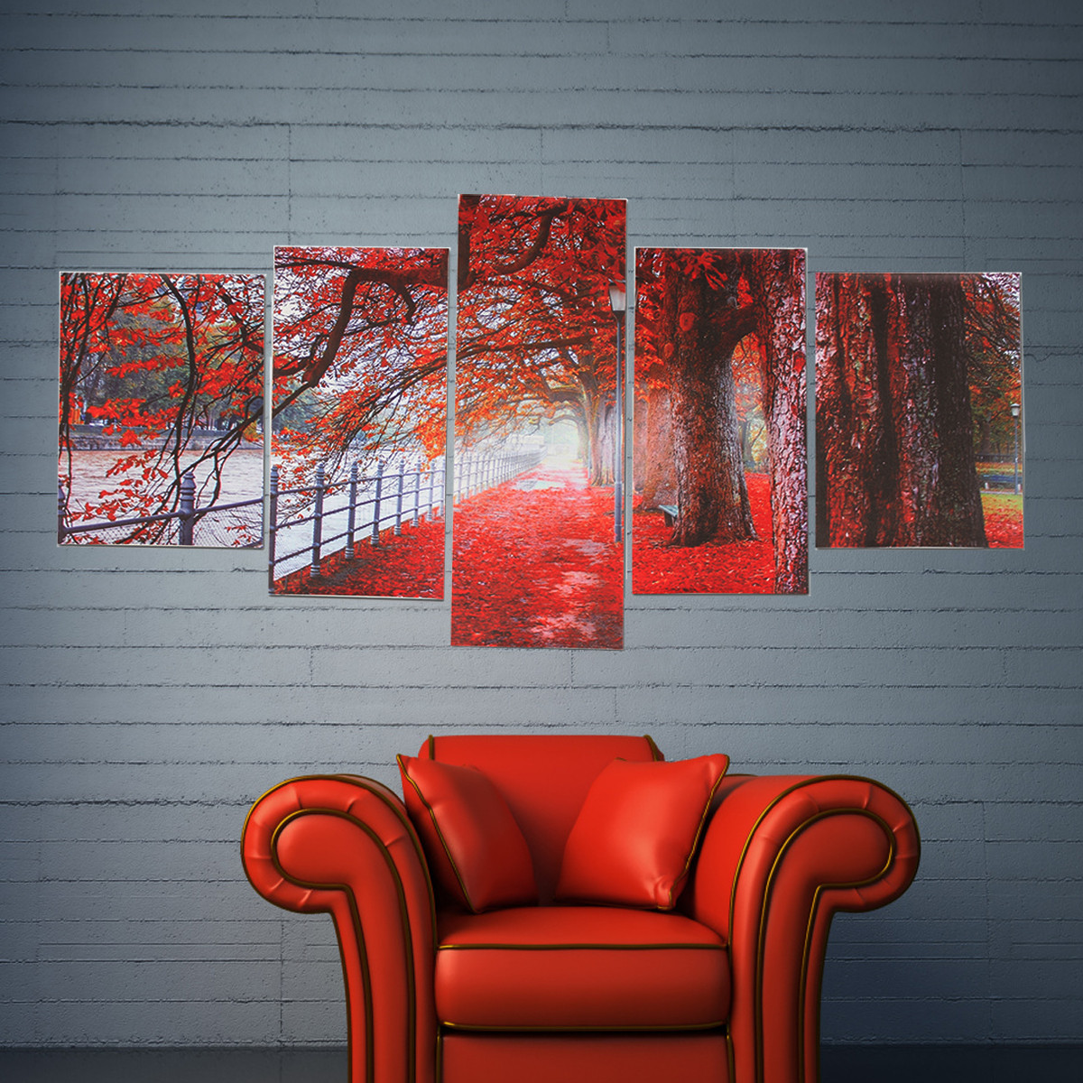Find 5Pcs Red Falling Leaves Canvas Painting Autumn Tree Wall Decorative Print Art Pictures Unframed Wall Hanging Home Office Decorations for Sale on Gipsybee.com with cryptocurrencies