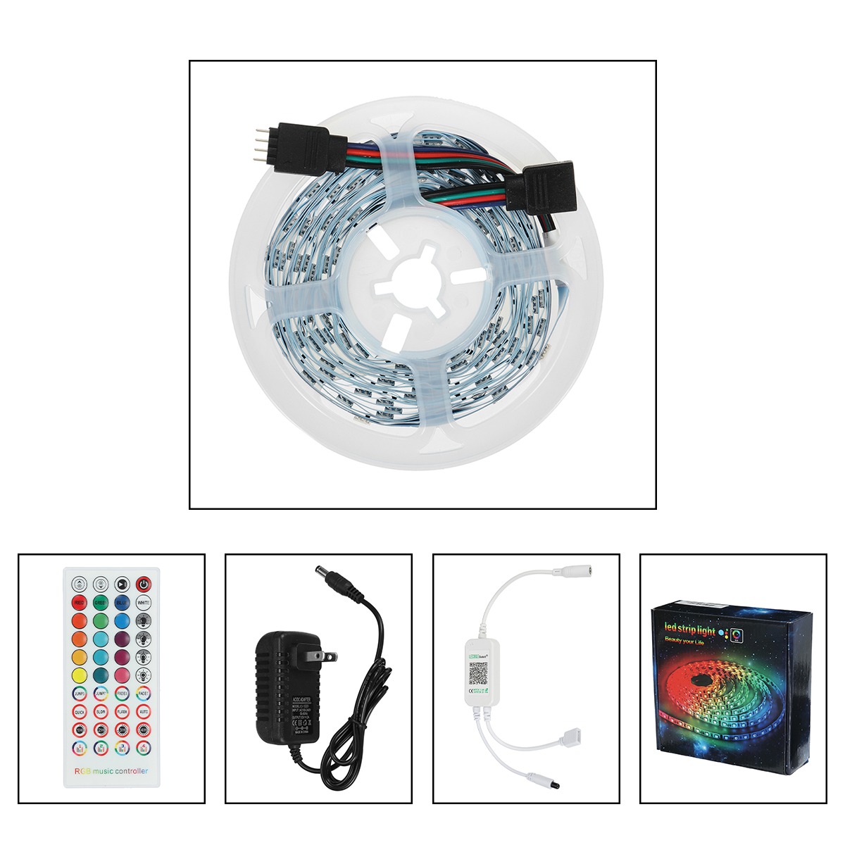 Find 5/10/15/20M RGB LED Light Strip with 40Key Remote Control Cuttable Party Christmas 18LED/1M for Sale on Gipsybee.com with cryptocurrencies
