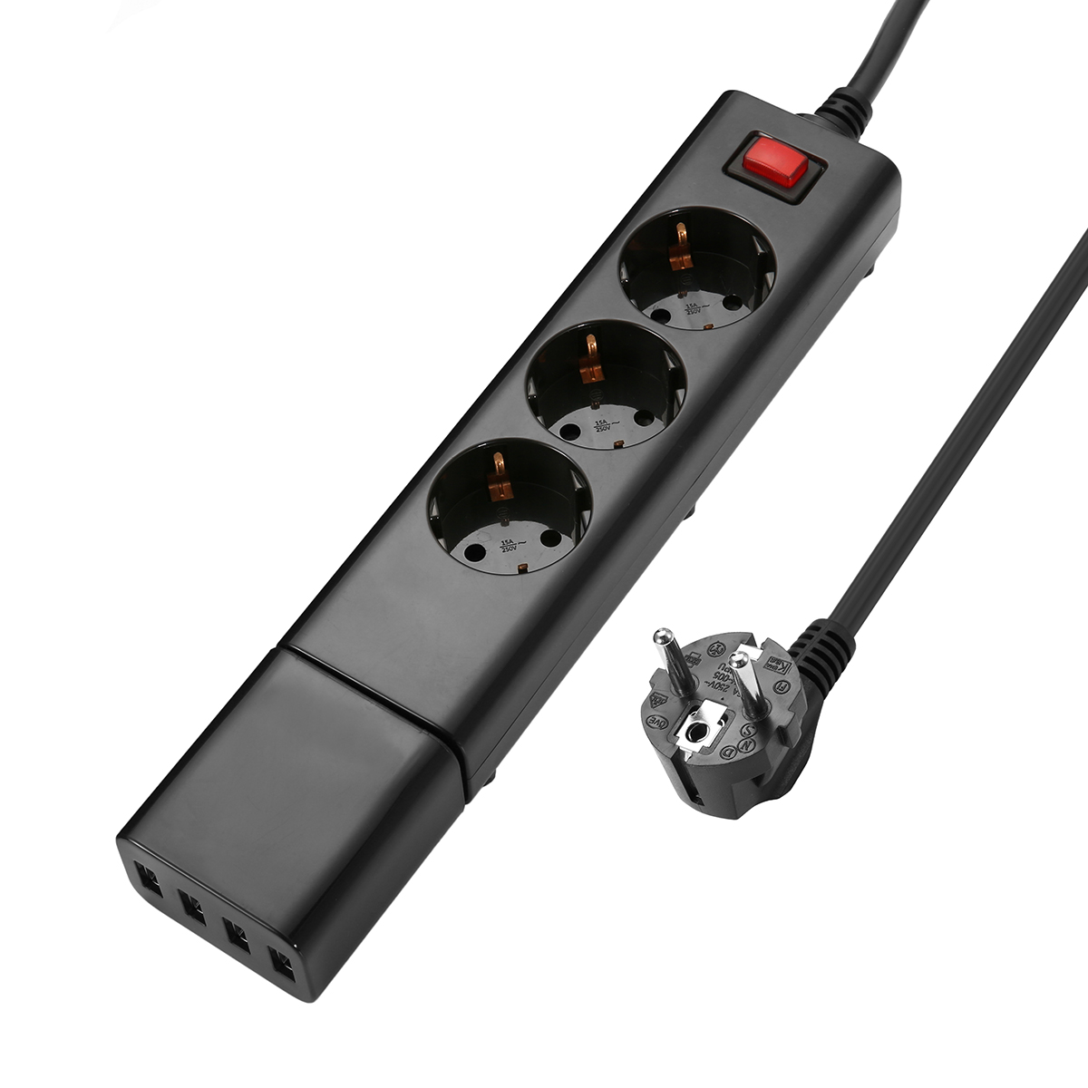 Find 2500W 3-Way Power Strip USB Charger with 3*AC 220V-250V Outlet / 4*USB 2.1A Output EU Plug Detachable USB Charger for Sale on Gipsybee.com with cryptocurrencies