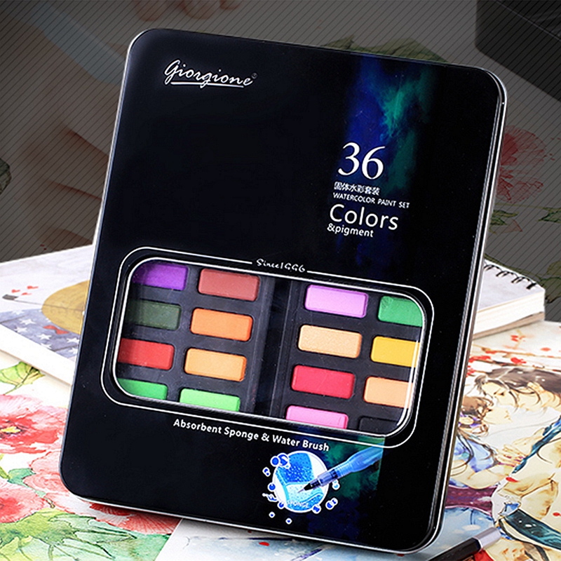 36 Color Solid Watercolor Paint Professional Box Paintbrush Portable Pigment Painting Art Supplies—2