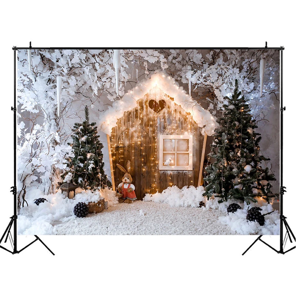 Find Christmas Tree Photography Backdrop Wooden house Snowflake Winter Photo Background Cloth Decoration Props for Sale on Gipsybee.com with cryptocurrencies