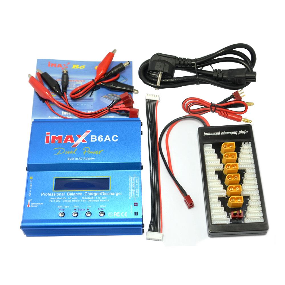 iMAX B6AC 80W 6A Dual Balance Charger Discharger With XT60 T Plug Parallel Charging Power Adapter Board 1